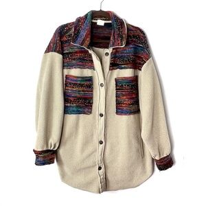 Blue Buttercup Boutique Oversized Button down Tapestry Western Shacket